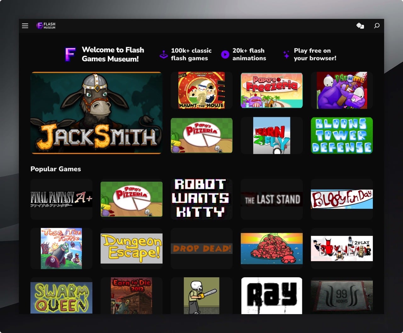 Flash Museum：收錄 10 萬款 Flash 小遊戲，內建模擬器免安裝外掛 – 免費資源網