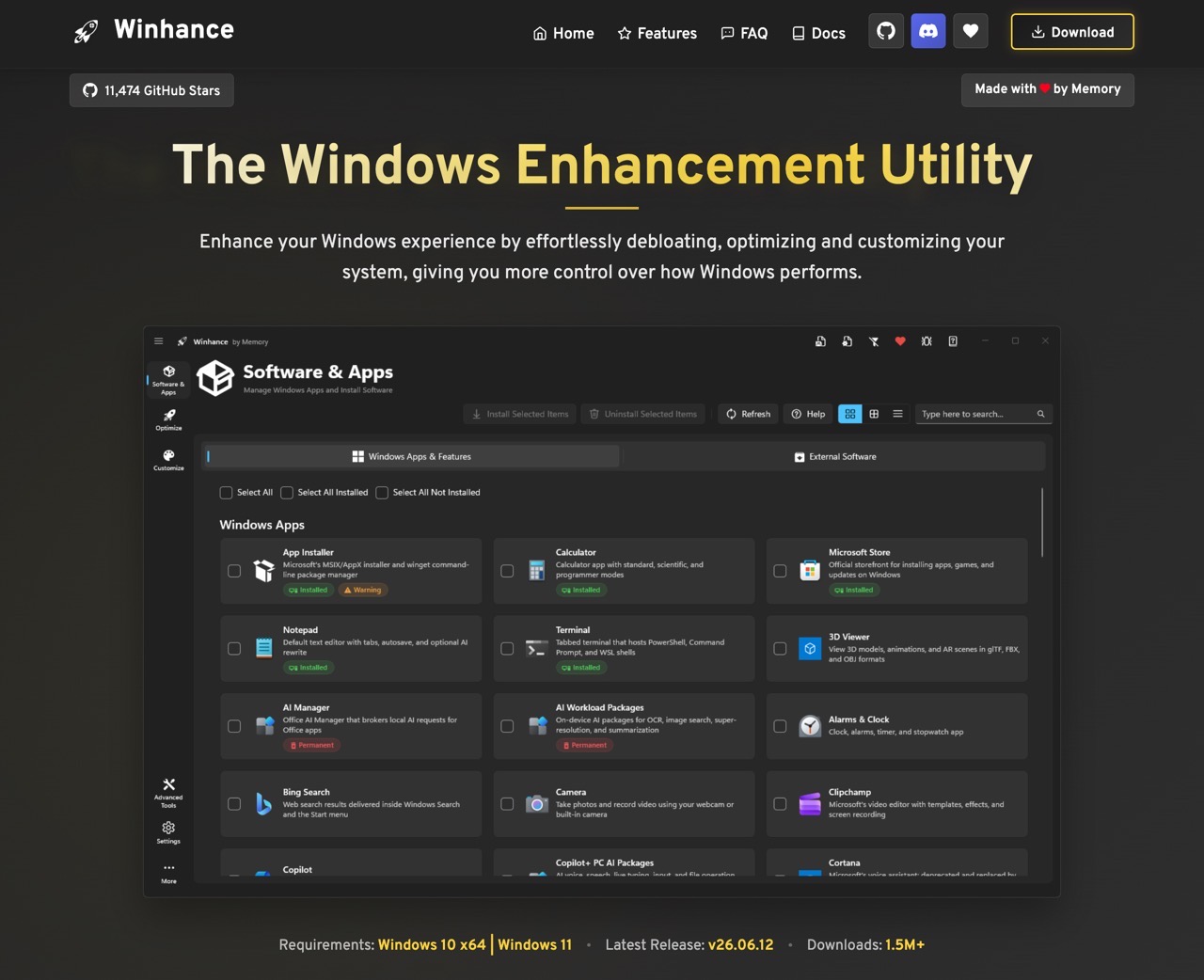Winhance：免費開源 Windows 最佳化工具，一鍵移除臃腫程式