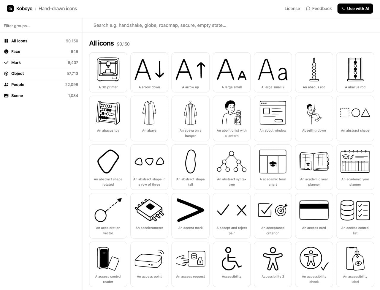 Koboyo Icons 免費手繪風格圖示庫 90,000 個 SVG 可商用免標示出處